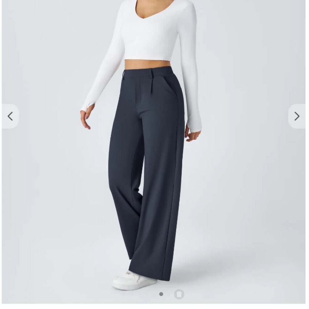 HaloTek Air™ High Waisted Side Pocket Straight Leg Work Pants (Petite M)